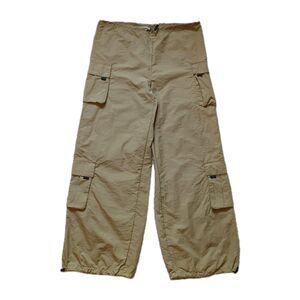 Love Poem By Block Wide Leg Cargo Joggers Womens S Tan Khaki Streetwear Grunge